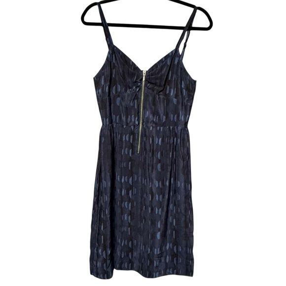 COOP Barneys New York 100% Silk Geometric Print Zip Front Sleeveless Dress - Picture 2 of 10